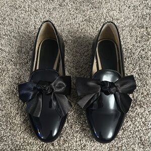 Westies Elegant Black Loafers with Bow